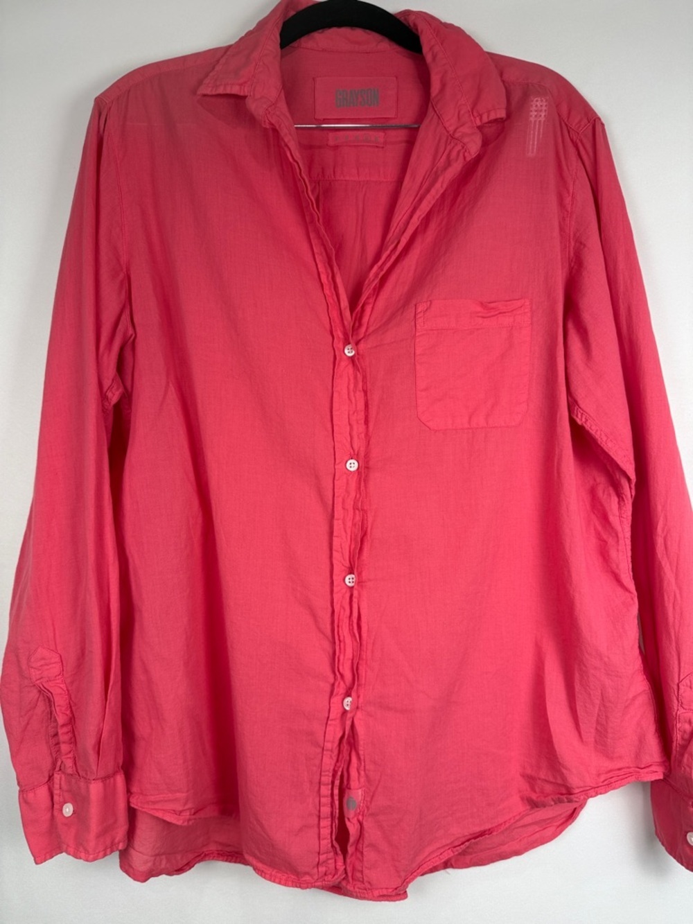Grayson The Hero Coral Pink Flattering Neckline Women’s Blouse Size 4